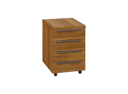 SIKZ - 01 kontejner pojízdný, 4-zásuvkový, deska 18 mm, zámek na první zásuvce, ořech světlý